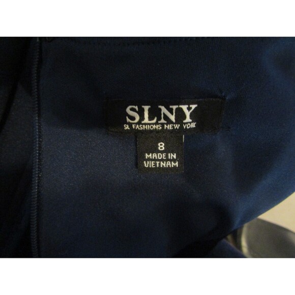 S.L. Fashions NWT Long Flutter Sleeve V Neck Dress Beaded Waist Womens Size 8 - Picture 8 of 10